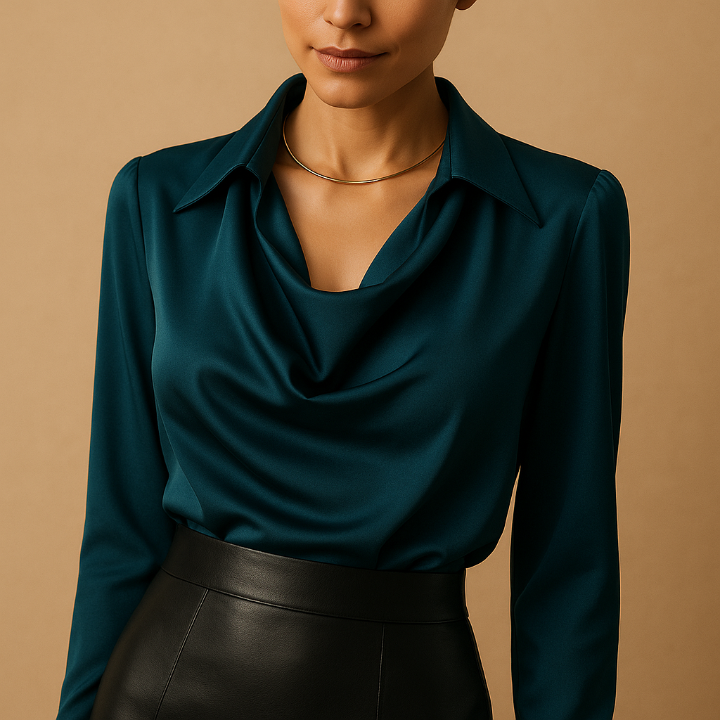 Women’s elegant long sleeve blouse with a tailored fit and lightweight feel, suitable for work, formal occasions, and everyday wear.