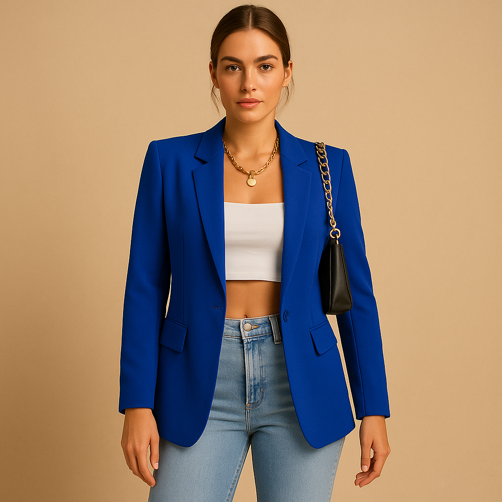 Women’s elegant tailored blazer with flattering fit and modern details, perfect for office wear, formal events, and stylish casual outfits.