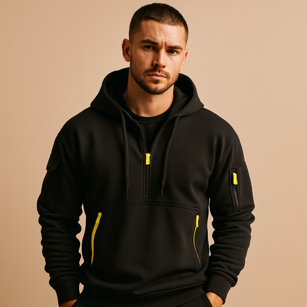 Hooded mens hoodie for men in a modern comfortable fit, ideal for casual, sporty, and everyday wear in autumn and winter.