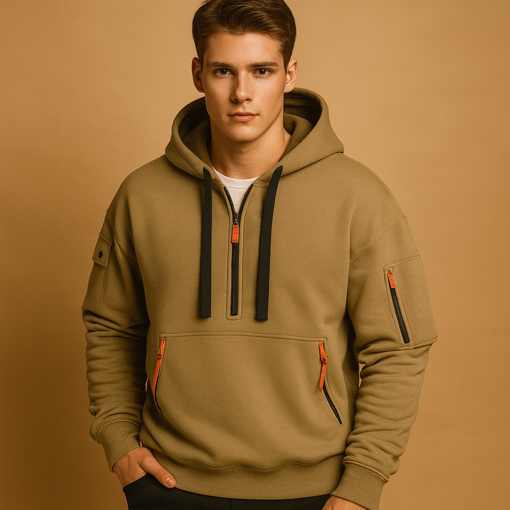 Hooded mens hoodie for men in a modern comfortable fit, ideal for casual, sporty, and everyday wear in autumn and winter.