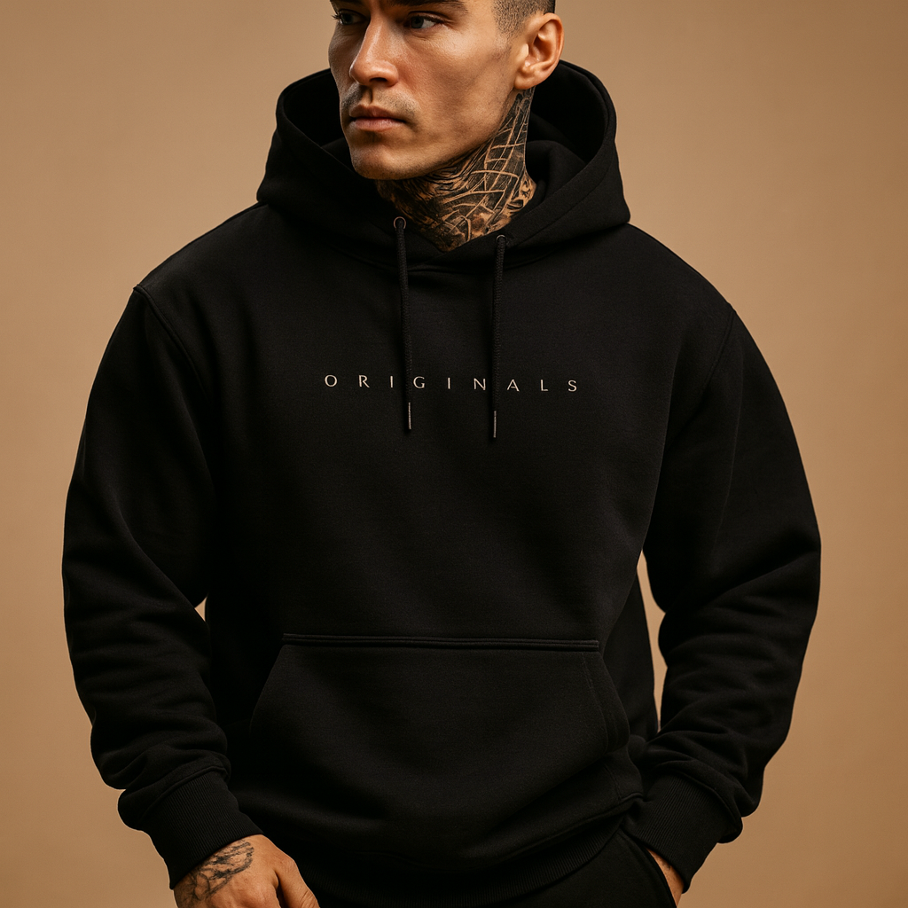 Modern hooded mens hoodie for men in warm and comfortable design, ideal for casual and sporty wear during autumn and winter.