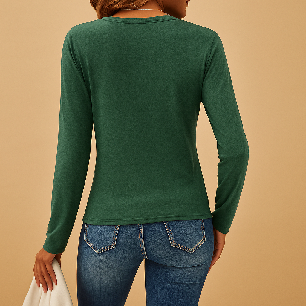 Long sleeve v-neck shirt for women | Yara