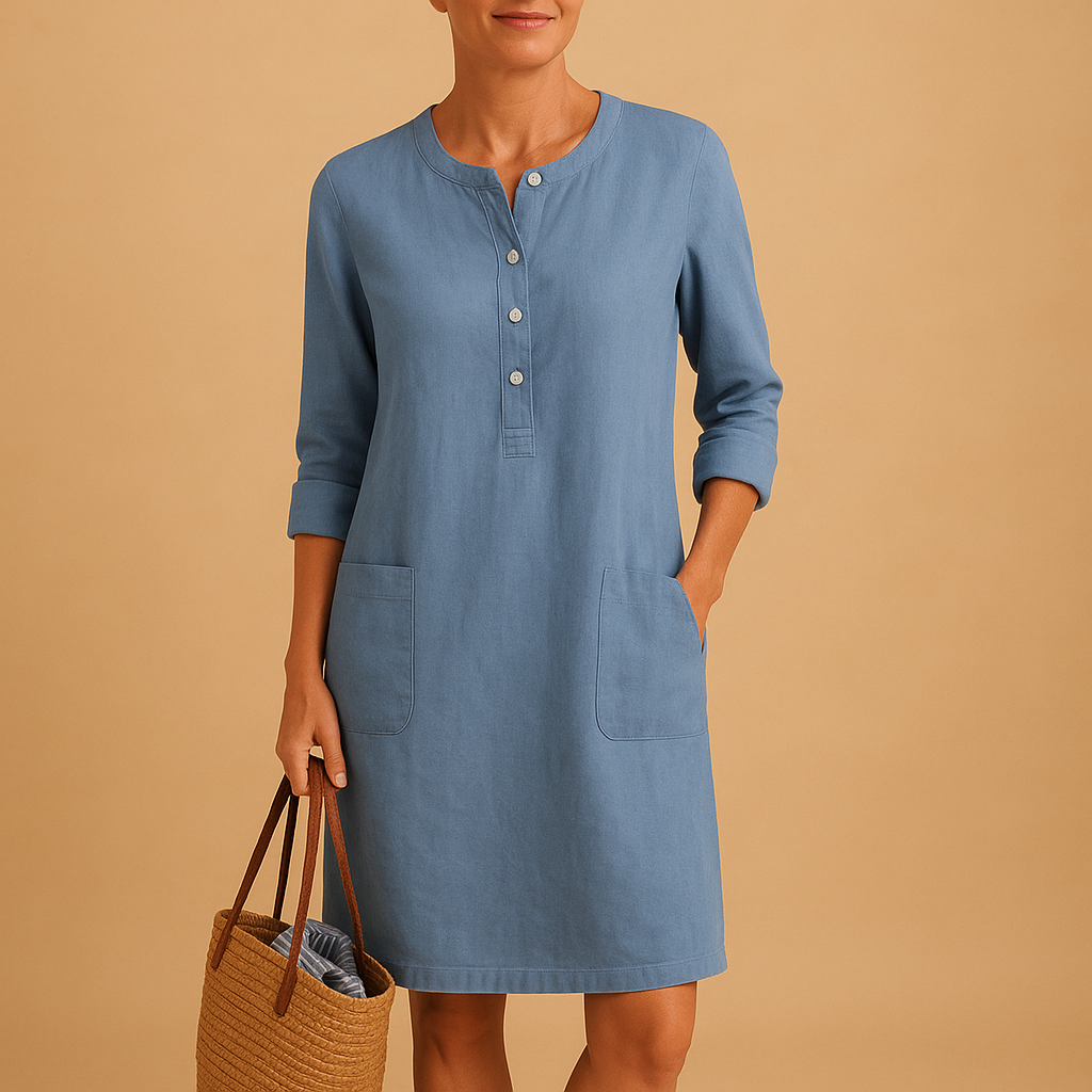 Women’s minimalist midi dress with a comfortable fitted design, perfect for office wear, daily outfits, and formal occasions