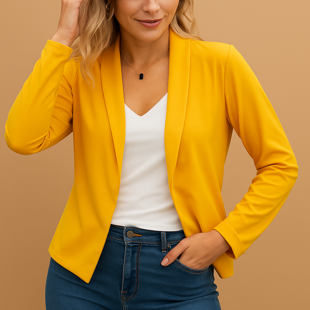 Women’s open-front blazer with a flattering tailored fit and modern design, ideal for work, daily wear, or evenings out.