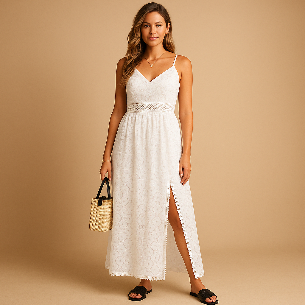 Women’s waist fitted summer dress with a breathable fabric and flattering silhouette, perfect for beach days and casual summer outings