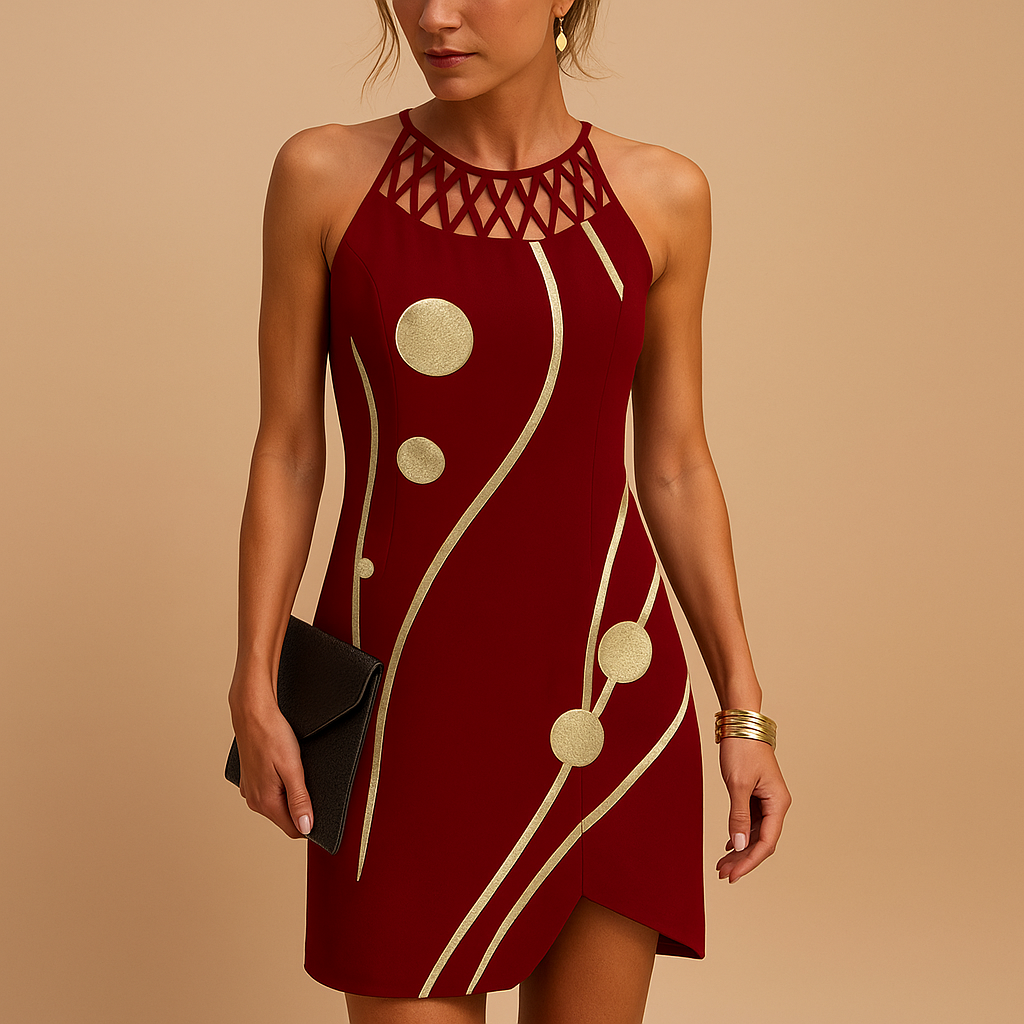 Women’s A-line sleeveless dress with elastic waist and flattering fit, perfect for parties, weddings, shopping, and casual occasions.