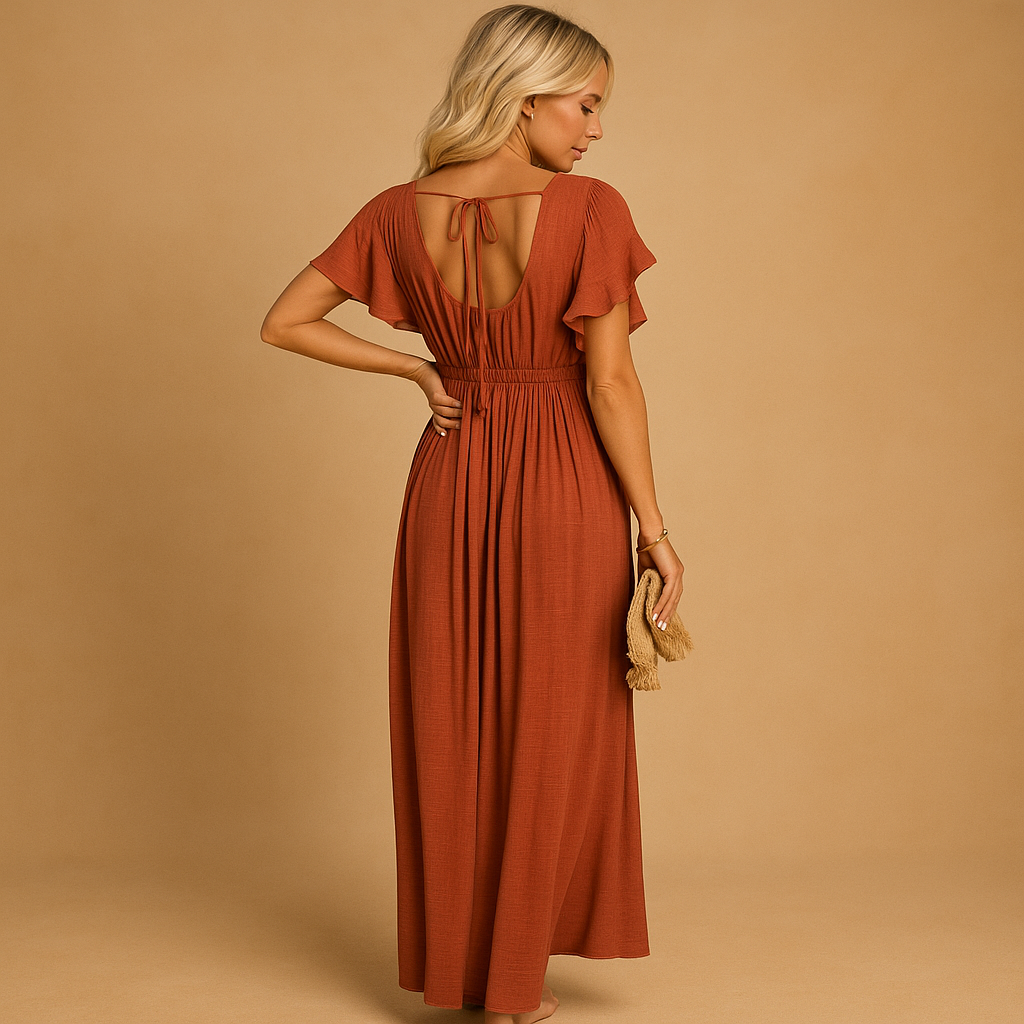 Women’s beach cover up dress in orange with a loose flowy fit, perfect for wearing over swimwear at the beach or poolside