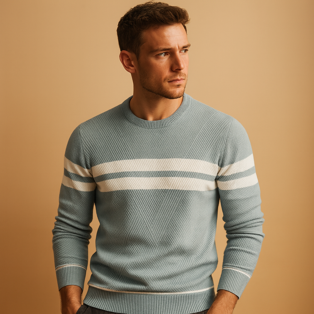 Casual crew neck sweater for men with soft warm fabric and a timeless design, ideal for daily wear and casual looks in autumn and winter.