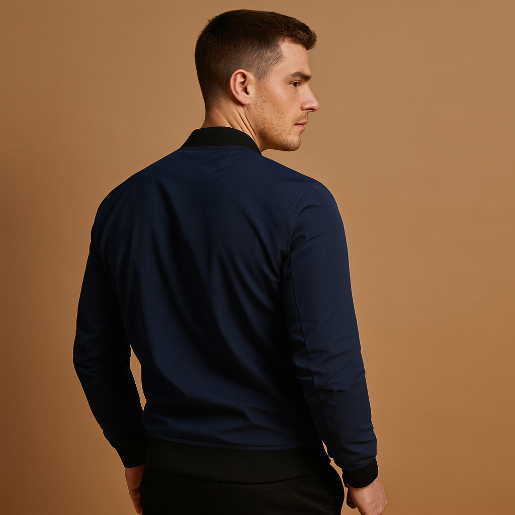 Men’s classic bomber jacket with zip closure, lightweight design, and comfortable fit, ideal for casual outfits and year-round wear.