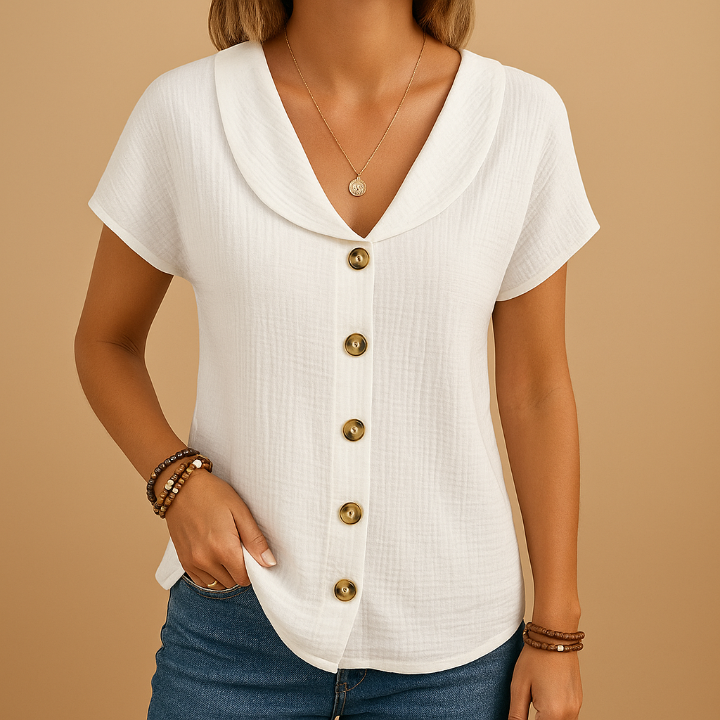 Elegant collared blouse for women with a breathable feel and button-down design, suitable for casual outfits, workdays, and semi-formal occasions.