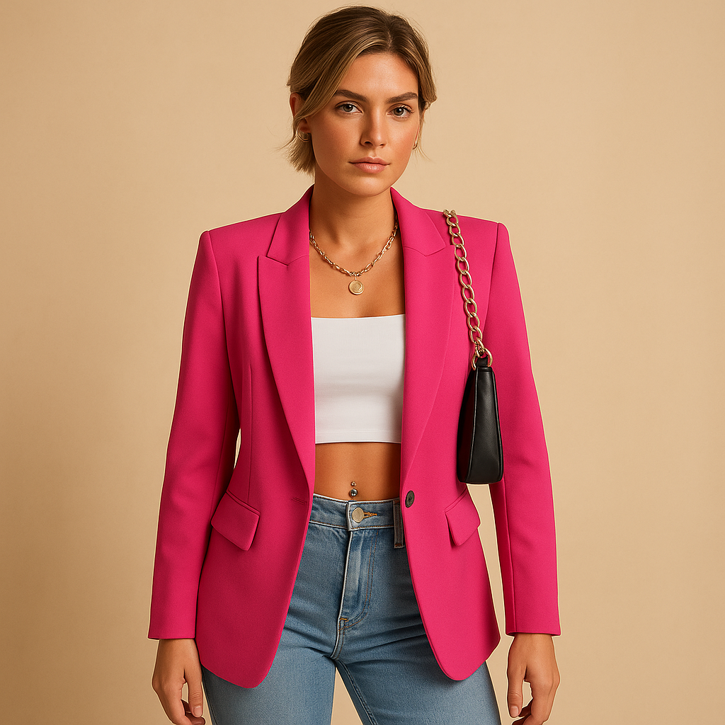 Women’s elegant tailored blazer with flattering fit and modern details, perfect for office wear, formal events, and stylish casual outfits.