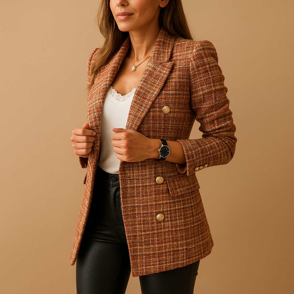 Women’s elegant tailored blazer with a flattering fit and durable fabric blend, ideal for work, formal occasions, and chic casual outfits.