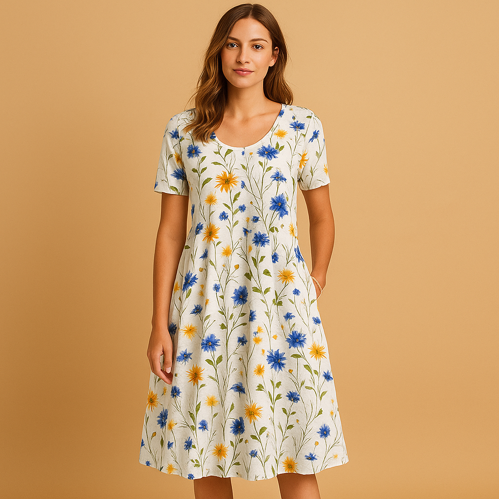 Women’s floral casual dress with a breathable and comfortable fit, perfect for warm days, brunch, and casual outings.