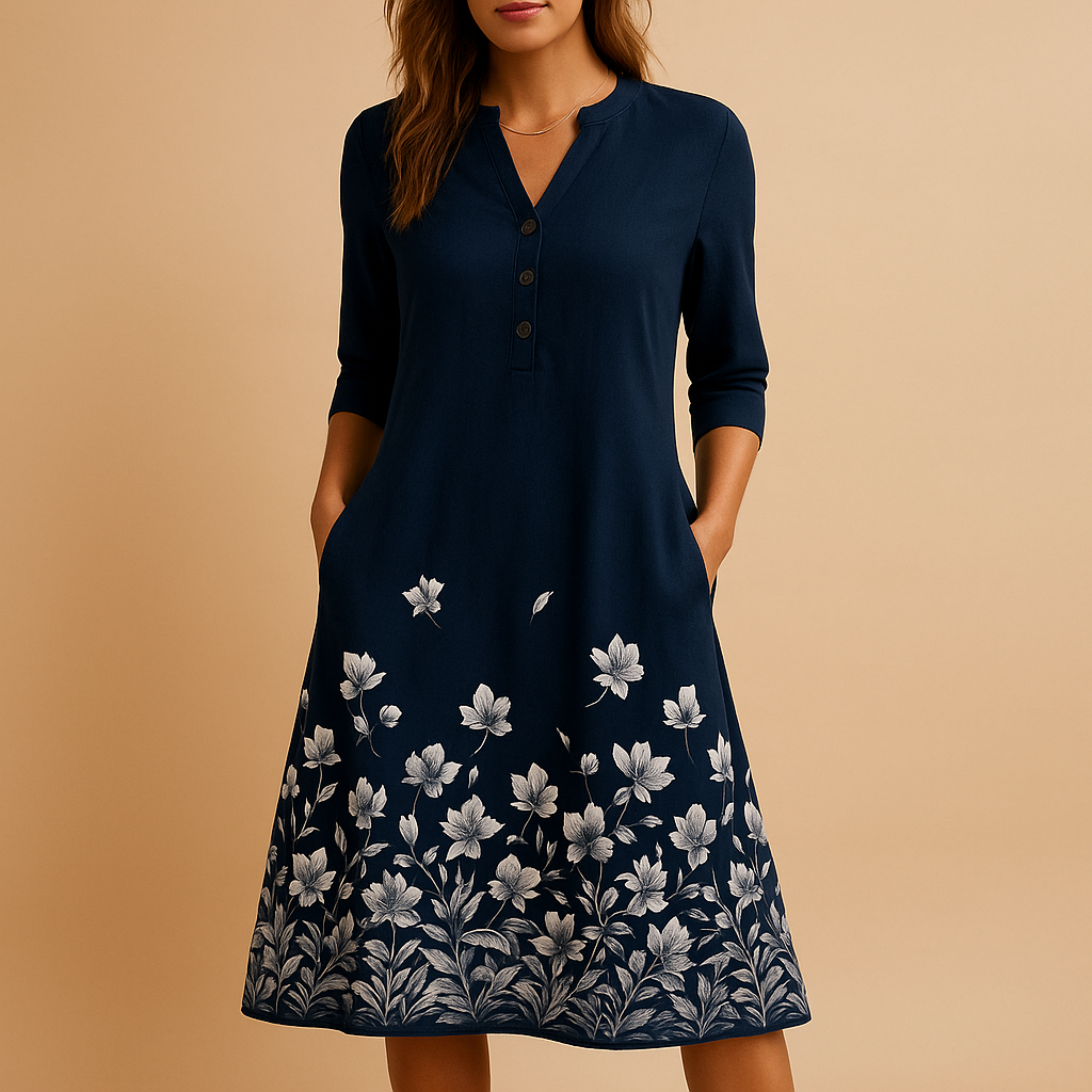 Women’s floral dress with a breathable fabric and flattering fit, perfect for summer days, casual outings, and festive occasions.