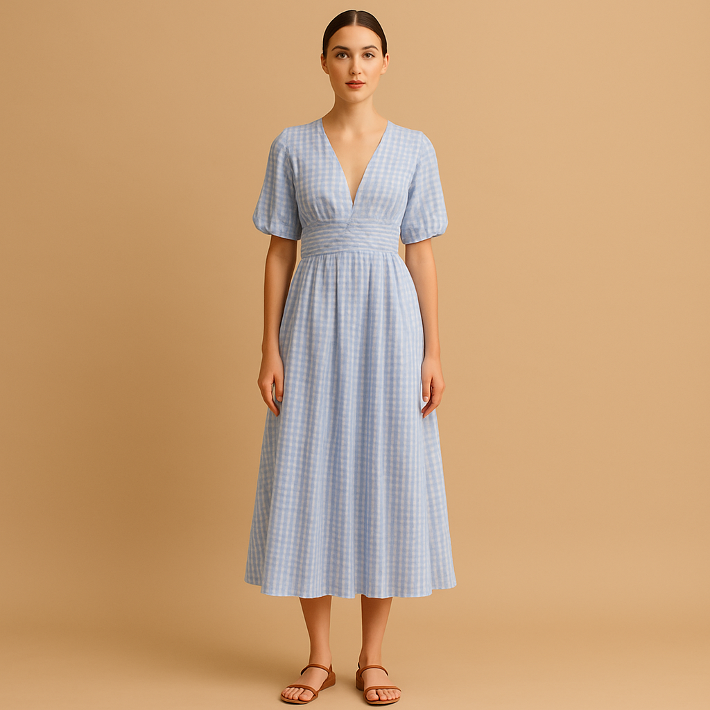 Women’s flowy maxi dress with button closure and long sleeves, perfect for casual outings, workdays, and formal occasions.