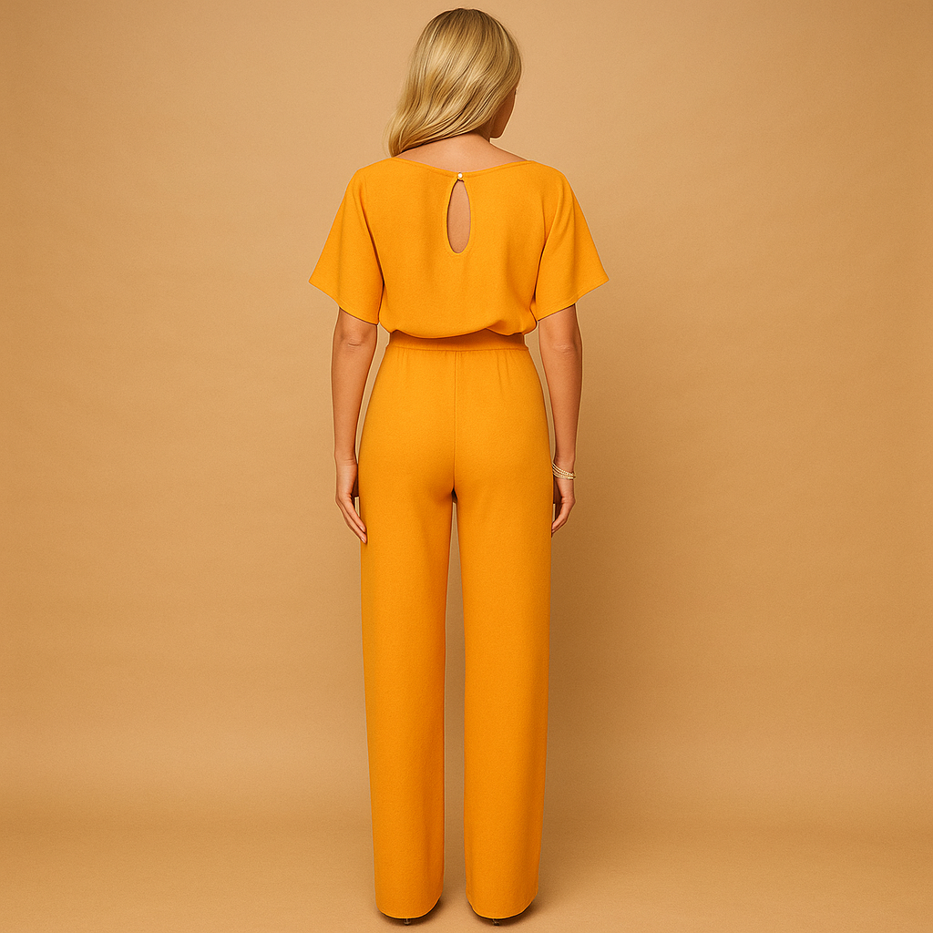 Elegant high waist jumpsuit for women with lace-up detail and tailored fit, perfect for work, evenings out, or casual chic occasions.