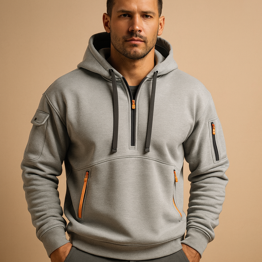 Hooded mens hoodie for men in a modern comfortable fit, ideal for casual, sporty, and everyday wear in autumn and winter.