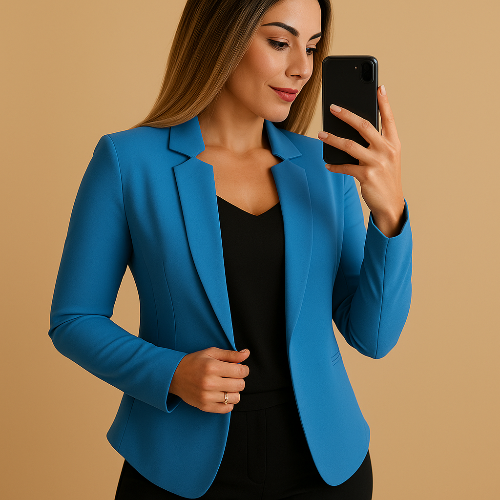 Lightweight blazer for women with a regular fit, lapel collar, and hip-length design, ideal for spring and summer outfits.