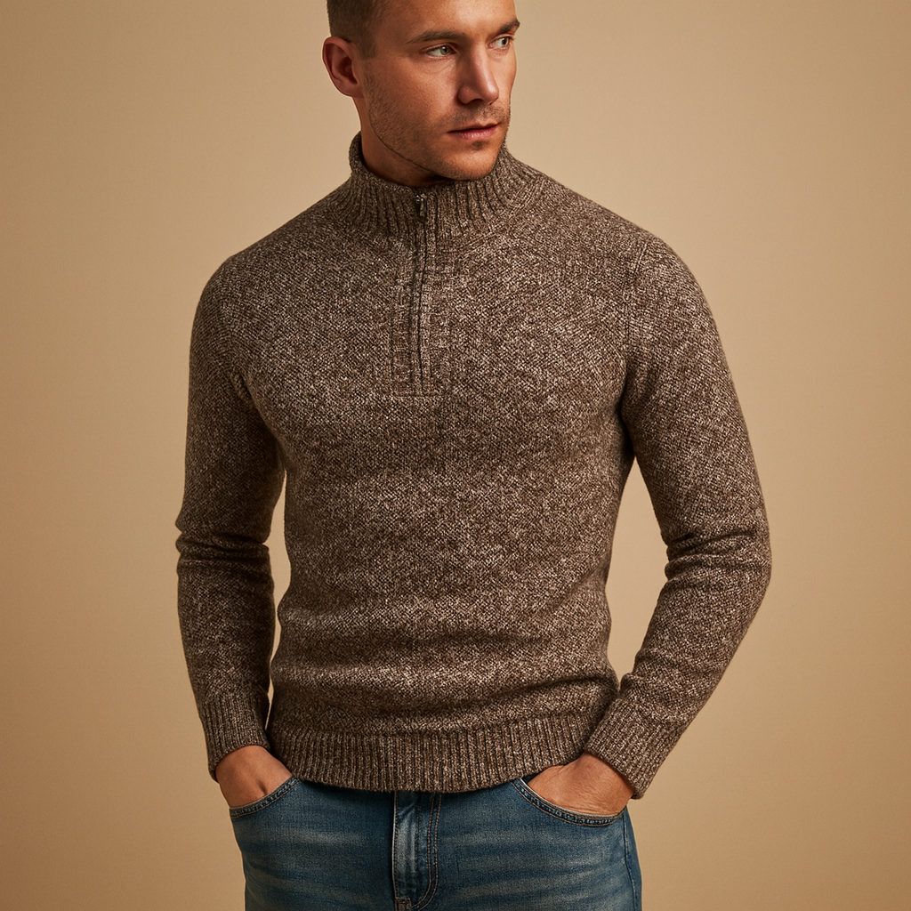 Lightweight knit sweater for men with breathable fabric and timeless design, ideal for casual and business wear in autumn and winter.