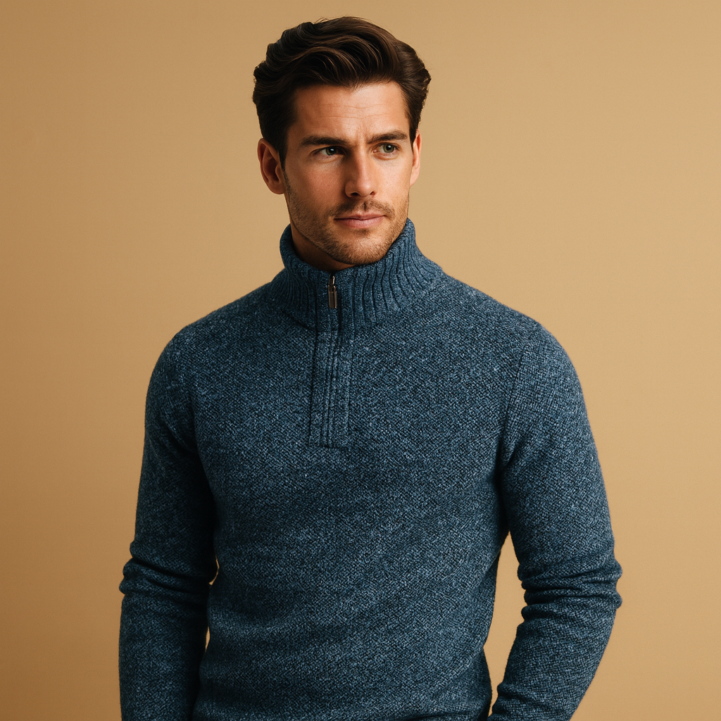 Lightweight knit sweater for men with breathable fabric and timeless design, ideal for casual and business wear in autumn and winter.