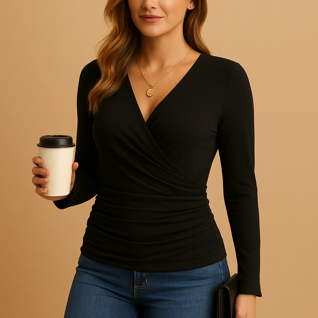 Long sleeve v-neck shirt for women | Yara