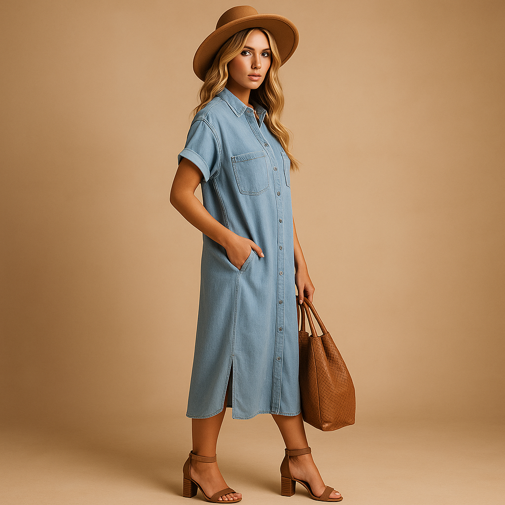 Women’s loose fit summer dress in sky blue with a breathable design, perfect for beach days, casual outings, and summer wear
