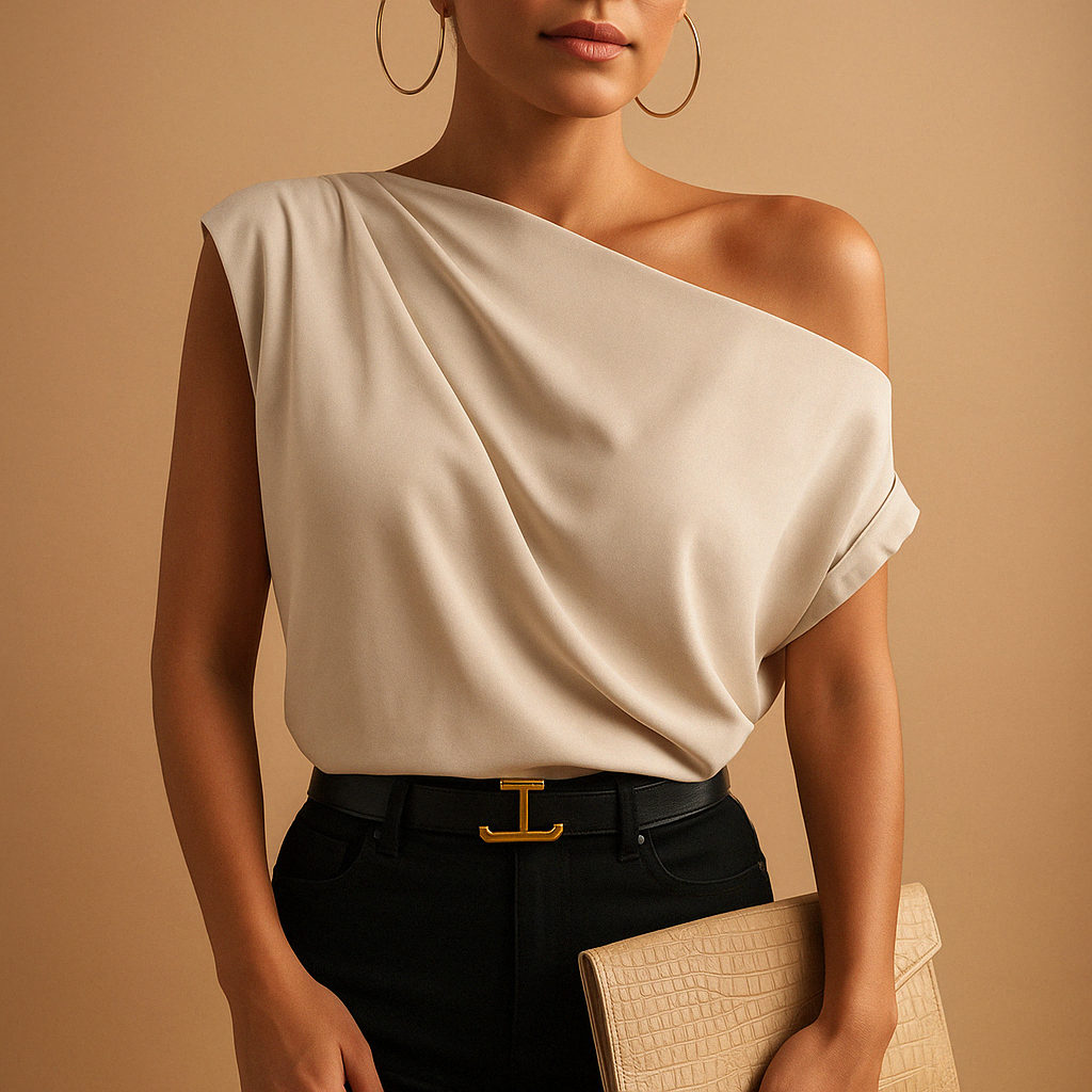 Women’s off shoulder top with batwing sleeves in a lightweight design, perfect for warm days, casual wear, and evening outings.