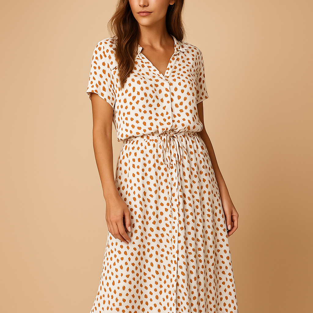 Women’s polka dot midi dress with a flattering fit and classic design, perfect for daily wear and special occasions.