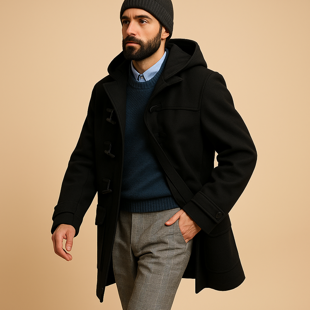 Men’s premium long winter coat with extended cut, designed for warmth and comfort during workdays, winter walks, and everyday cold weather wear.