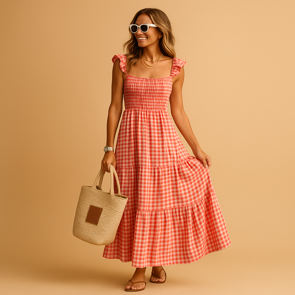 Women’s sleeveless long summer dress with a flowy fit, perfect for warm days, casual outings, and elegant evening occasions.