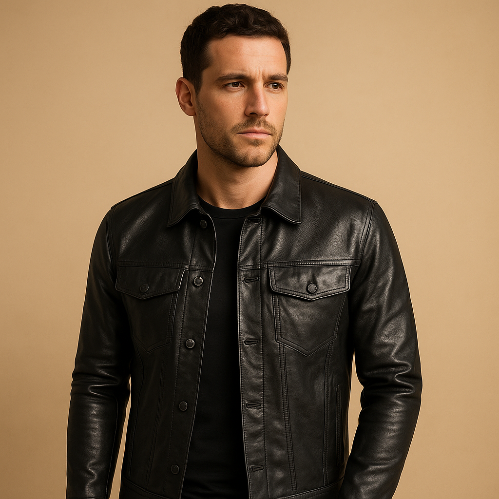Men’s slim fit biker jacket with modern streetwear details, lightweight feel, and durable design, suitable for daily wear, casual outings, and rides.