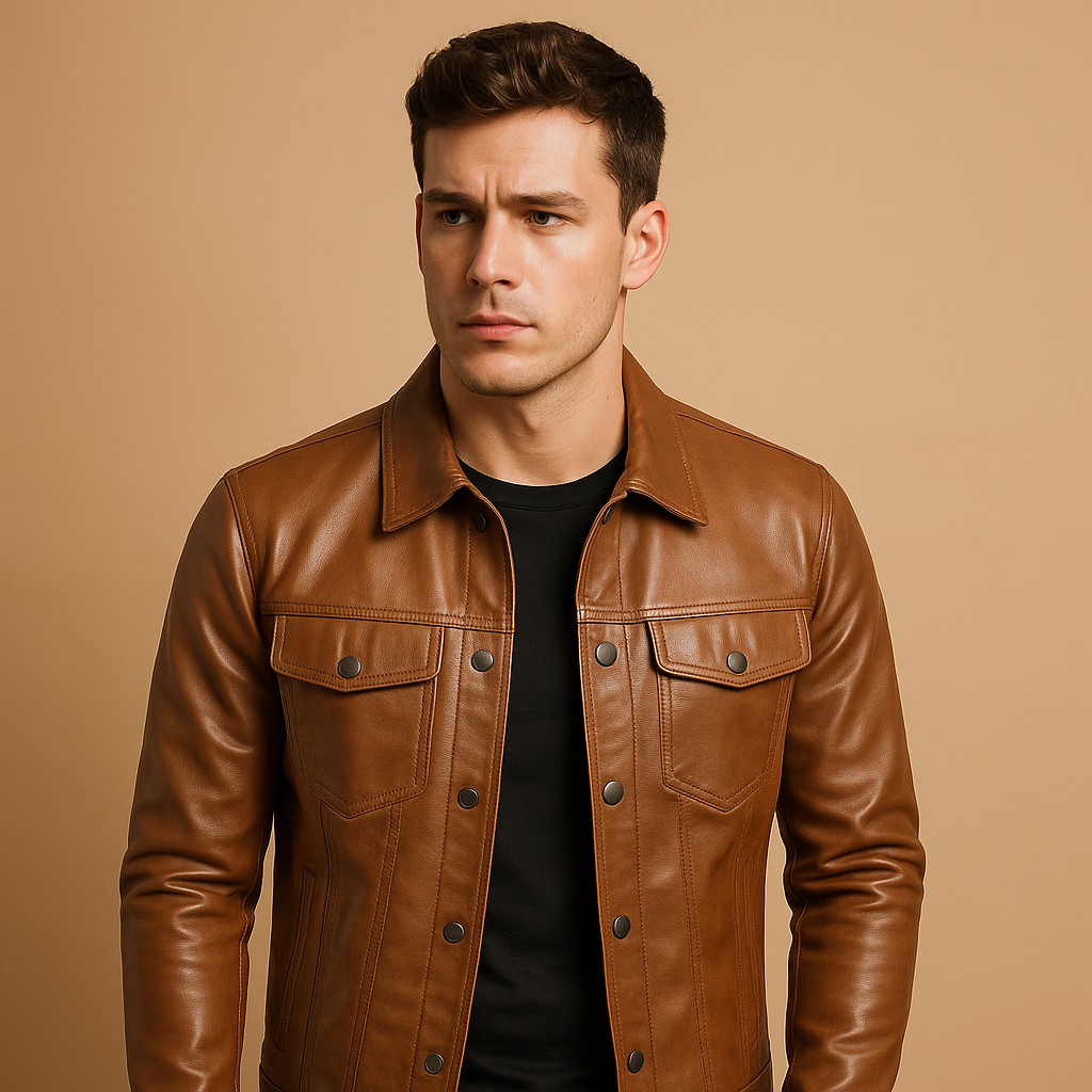 Men’s slim fit biker jacket with modern streetwear details, lightweight feel, and durable design, suitable for daily wear, casual outings, and rides.