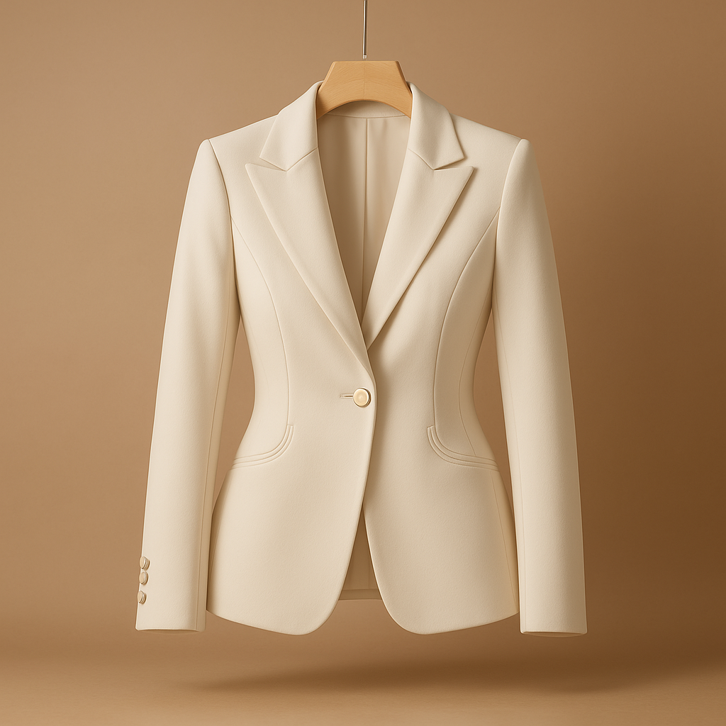 Slim fit casual blazer for women with a classic lapel design, lightweight feel, and versatile styling for all-season wear.