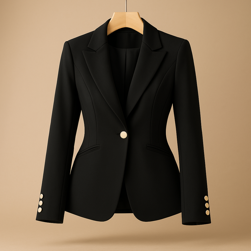 Slim fit casual blazer for women with a classic lapel design, lightweight feel, and versatile styling for all-season wear.