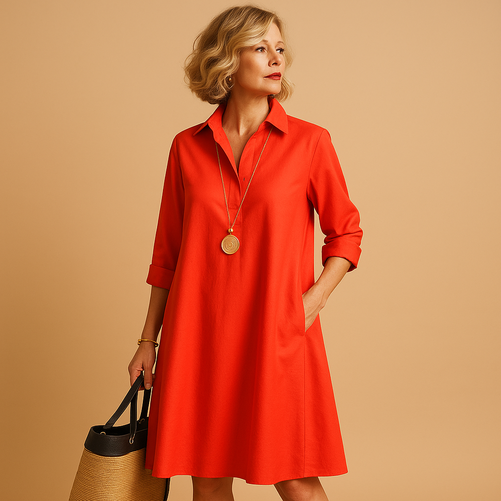 Women’s stretch polo dress with collar and fitted silhouette, perfect for work, daily wear, and smart-casual occasions.