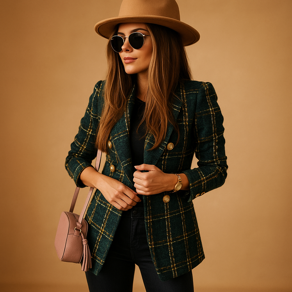 Women’s tailored blazer with an elegant fitted silhouette and premium fabric blend, perfect for work, formal occasions, or chic casual outfits.