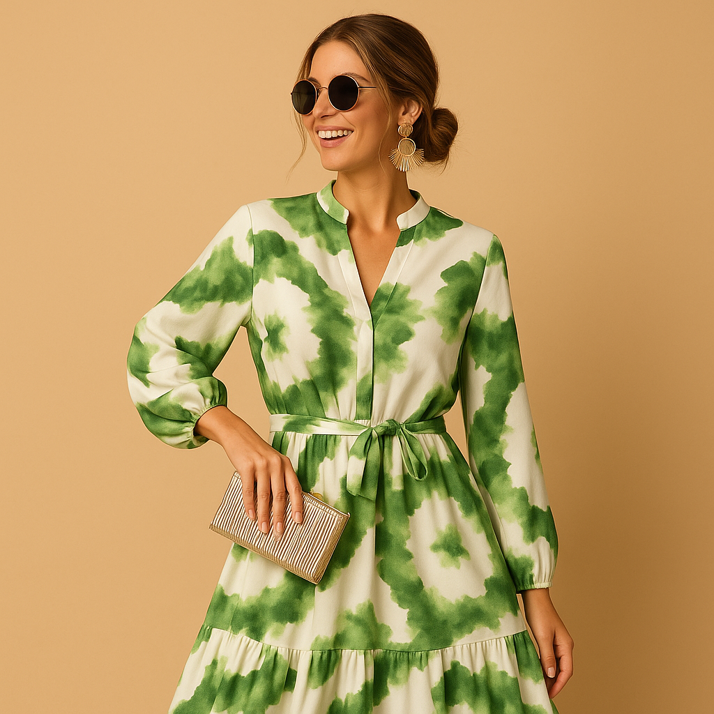 Women’s V-neck maxi dress with long sleeves and flowing silhouette, perfect for formal occasions, evening events, and elegant outings.